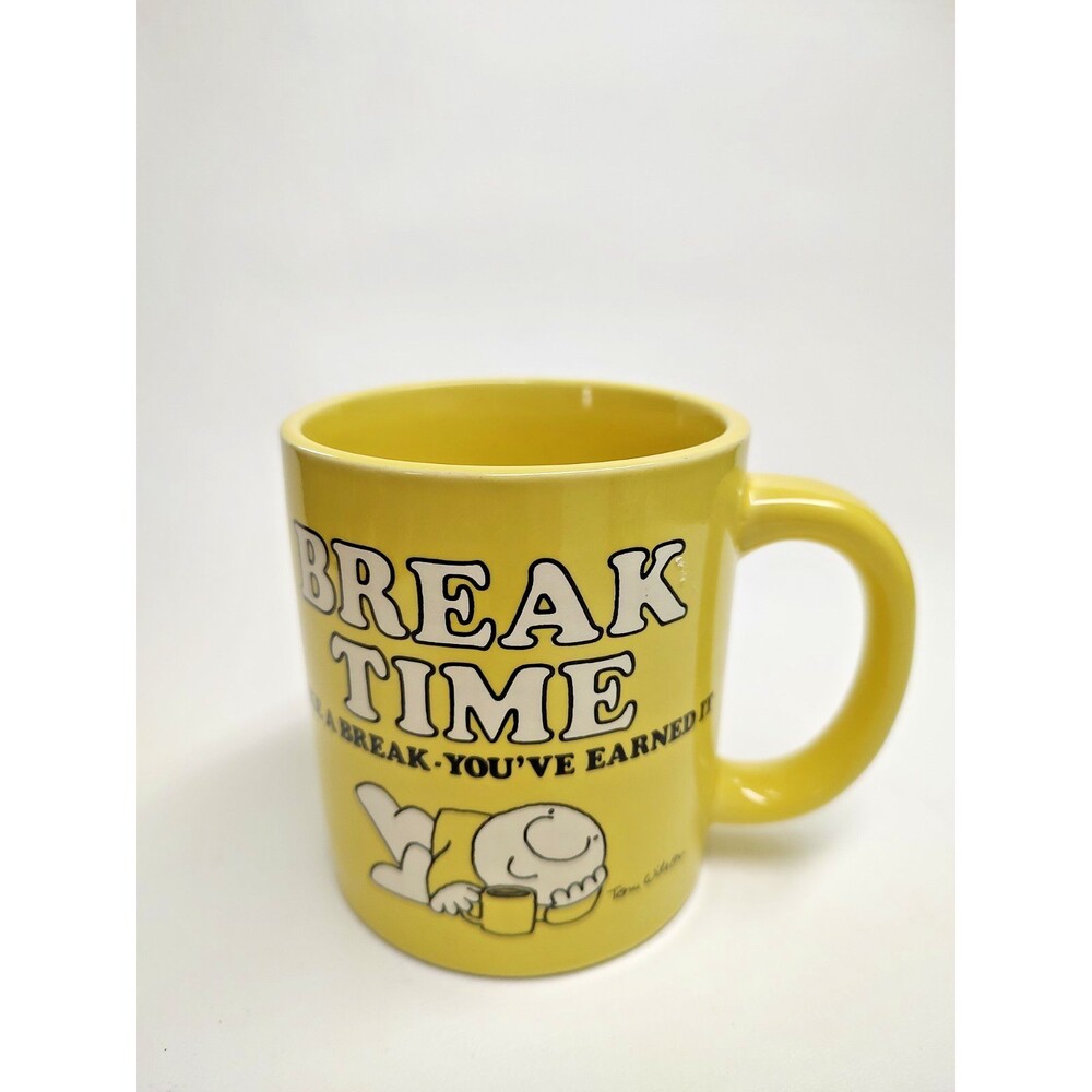 Vintage Ziggy Coffee Mug Break Time 1980 Tom Wilson Yellow Cup 3-3/4"tall Unused